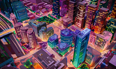 The Colours of the City architecture city colourful design illustration lights print toronto vector