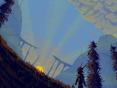 Archer go to sun archer ganre pixelart rpg sunday