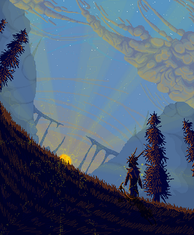 Archer go to sun archer ganre pixelart rpg sunday