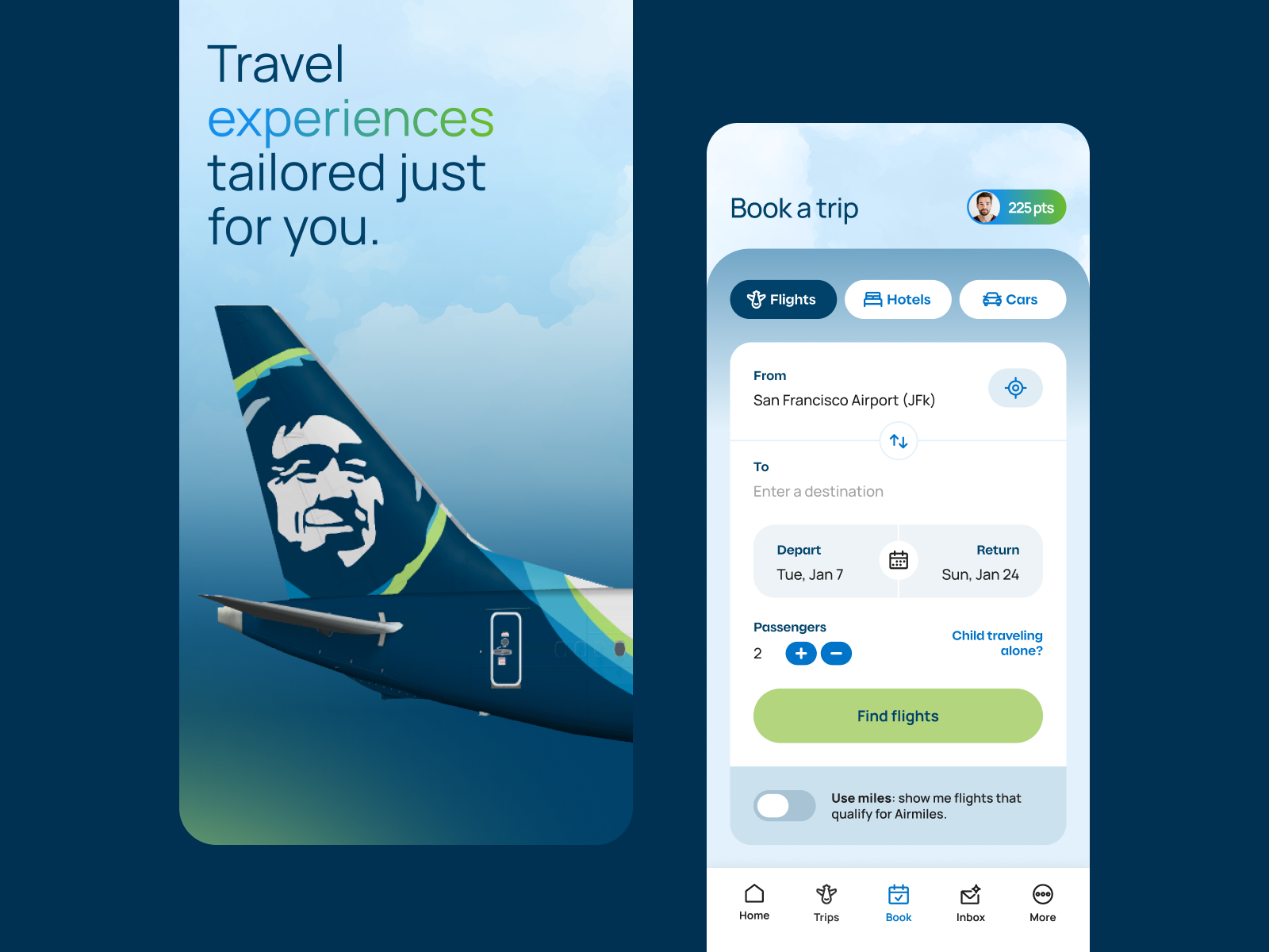 Alaska Airlines airline app design ui ux