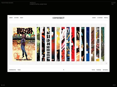 Homepage Slider – Comics Portal animation card animation cards comacs website comics design gallery home page homepage slider hover interaction minimal new in portal slider ui ui design ux webdesign website