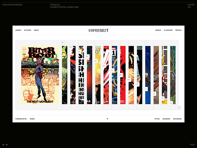 Homepage Slider – Comics Portal animation card animation cards comacs website comics design gallery home page homepage slider hover interaction minimal new in portal slider ui ui design ux webdesign website