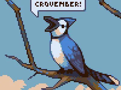 Crovember art crovember laught pixel pixelart pixelbird