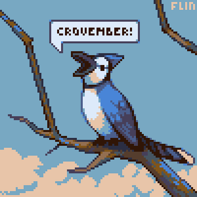 Crovember art crovember laught pixel pixelart pixelbird