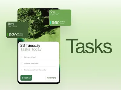 Green Task Manager UI Design app design app interface checklist clean layout daily planner intuitive design manager minimal interface mobile ui modern scheduler nature inspired planning app productivity app simple design task manager task organizer to do list ui design user friendly ux design