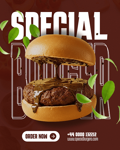Special Burger flyer ad art branding burger company flyer food graphic design kitchen vector