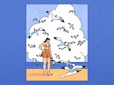 Hello Summer 2d art character characterdesign editorial flat illustration girl illustration ocean summer vacation woman