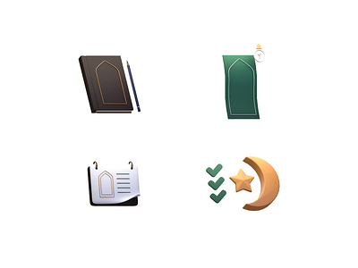 Productive Muslim - 3D Icons 3d 3dicon 3dillustration 3dmodeling appicon blender icon icondesign iconography muslim