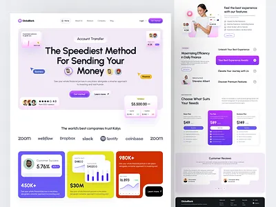 Fintech SaaS Landing Page UI Design digitalbanking figma design figma ui financeapp financialservices financialtechnology fintech fintech website fintechbranding fintechui mobileappdesign mockup design moneytransfer paymentapp saas saaslandingpage saaswebdesign uiux uxuidesign webdesign
