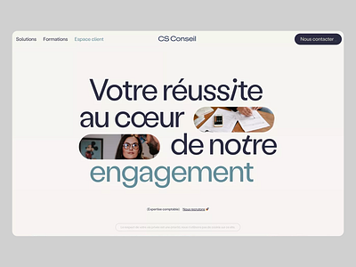 CS Conseil - Engagement & Success UI clean design creayive layout home page landing page minimalist modern ui modern web professional services simple ui typo typography ui ui design ui ux design ux ux design web design website website pages