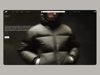 Hiking Patrol: AW24 Collection UI clean ui clothes shop dark tone design e commerce hp website landing page modern design online shop online shop website ui ui design ui ux ux design web web design web pages website website design website pages