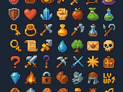 RPG pack of icons 8bit art icon logo pack pixelart rpg
