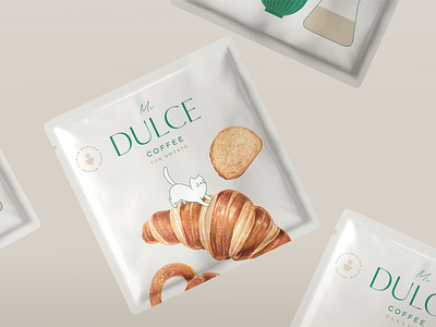 Mi Dulce branding coffee croissant graphic design illustration logo packaging packagingdesign watercolor