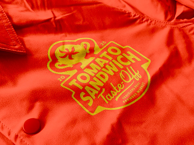Tomato Badge badge brand branding contest design handmade illustration jacket lettering logo merch sandwich texture tomato trophy type typography
