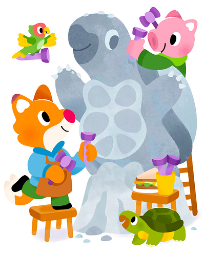 🗿 animal animals art cute fox illustration illustrator pet piggy toddler tortoise turtle vibrant
