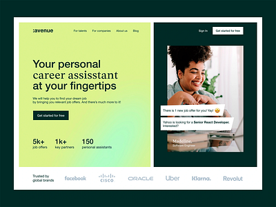 :avenue: Career Assistant Landing avenue career assistant career growth control panel design finance home page landing page modern design personal assistant platform platform design ui ui design user experience user friendly ux design ux ui