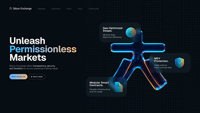 Hero Section UI exploration animation blockchain dark ui dark uiux design exchange exploration glassmorphism graphic design hero section landing page landing ui markets ui ui design ui exploration uiux web web3 web3 ui