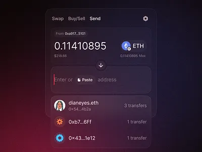 Junction Send address chain crypto design ethereum input paste product send token trade transaction ui web3