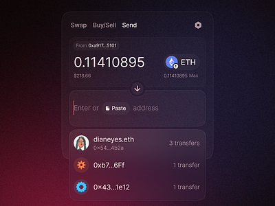 Junction Send address chain crypto design ethereum input paste product send token trade transaction ui web3