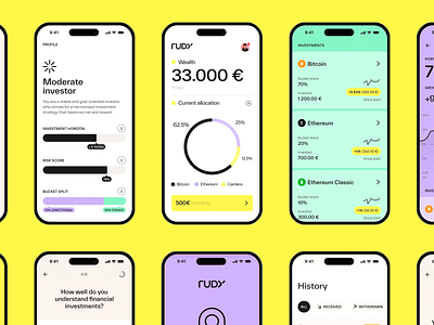 RUDY - Colorful & Clear Finance App UI app app design app features application design clear finance colorful creatice design finance finance app finance app ui rudy rudy app ui ui design ux ux design ux ui ux ui design