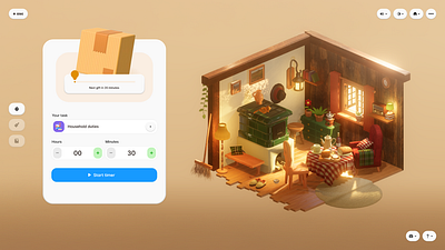First UI Drafts for our game "Little Retreat" 3d assets building buildmode cozygame decoration design game gamedesign hud timer ui ux