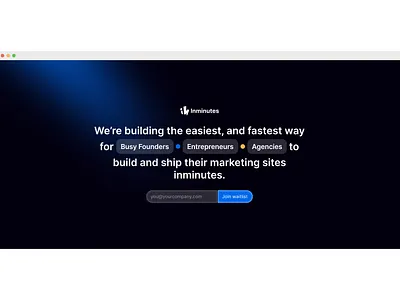 Website inMinutes - Coming Soon agencies branding coming soon design founders landingpage logo marketing marketing agency marketing site builder ui website website builder