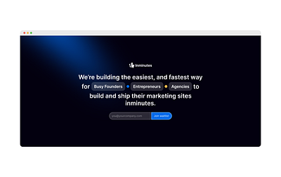 Website inMinutes - Coming Soon agencies branding coming soon design founders landingpage logo marketing marketing agency marketing site builder ui website website builder