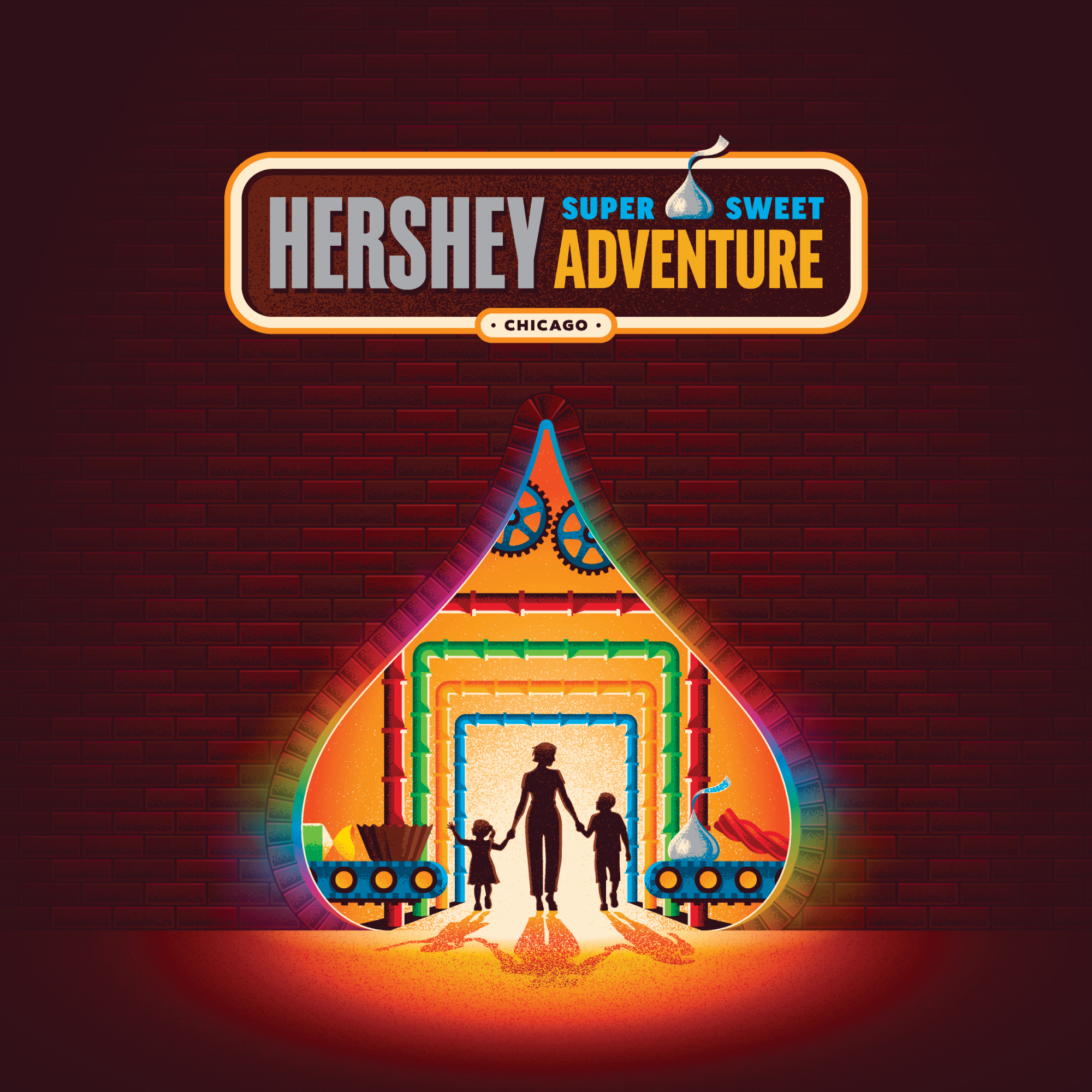 Hershey Super Sweet Adventure Visual Branding chocolate dan kuhlken design dkng dkng studios factory geometric hershey hersheys illustration kiss nathan goldman reeses vector