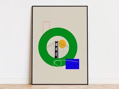 Golden Gate Bridge abstract shapes collage digital collage golden gate bridge illustration san fran