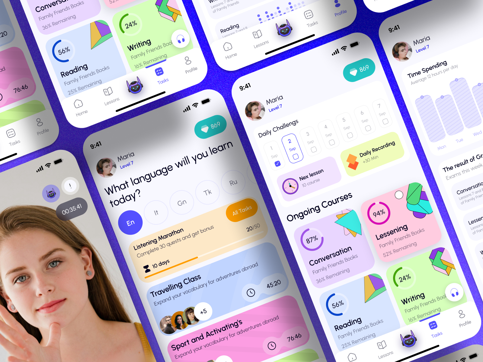🔖📔 Language learning app ai designer designerapp english app figma graphic design ui uidesigner uiux ux