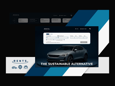RENTS - Sustainable Car Rental Alternative brand design branding car car rental design figma graphic design logo modern prototype smooth sustainability ui ux