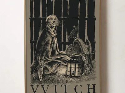 VVITCH Poster crow goat illustration lantern line work poster rabbit vvitch witch