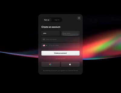 Sign up sing in login registration modal screen abstract animation frosted glass login modal onboarding product design registration sign in form sign up page signin signup