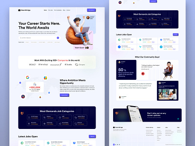 Talent Bridge - Job finder website landing page careeruiux careerwebsiteui clean hiring job finder job landing page job lisitng website job seeker job template jobfindingtemplate jobportaldesign jobsearchui obportaldesign responsive ui uitemplate ux uxjobportal