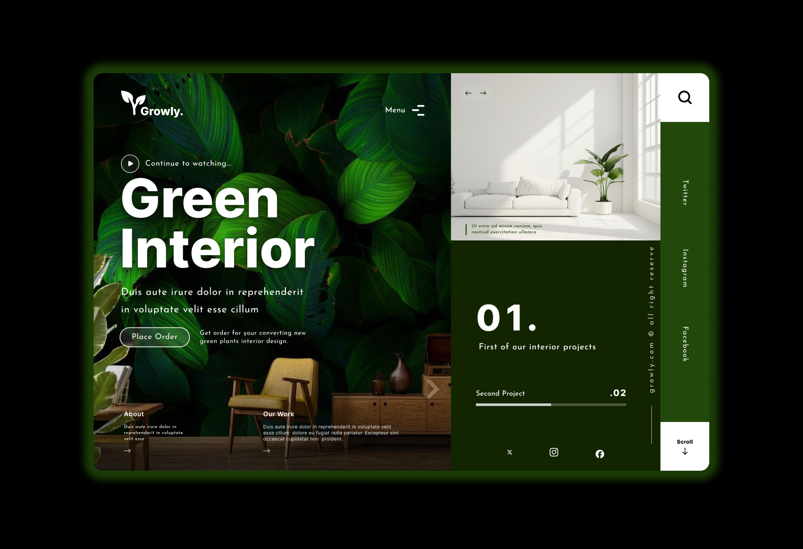 Growly 🍃 colour theory figma graphic design landing page minimal ui typography ui ux design