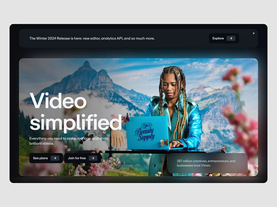 Effortless Video Creation Platform content creation creative tool editor screen feature section interaction design intuitive ux minimal visuals modern interface product landing responsive web smart layout tool integration ui interface user flow video editing video platform visual design web app