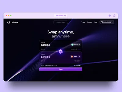 Uniswap swap page UI crypto defi landing page swap uniswap web3