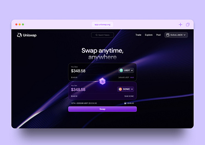 Uniswap swap page UI crypto defi landing page swap uniswap web3