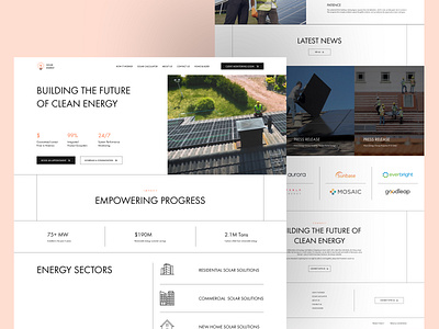 Solar Company Website 3d animation branding custom energy full view full website home page landing page line modern shopify simple solar solar company ui webflow website website design wordpress