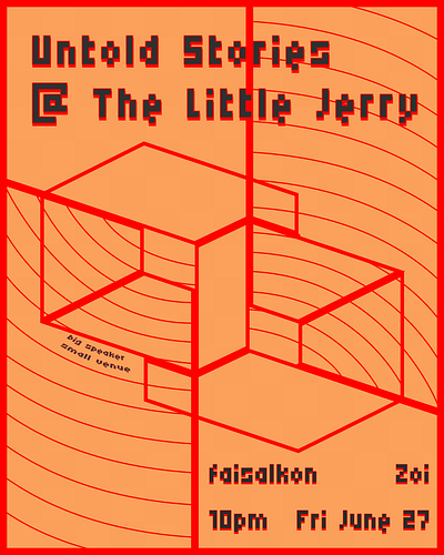 Flyer for Untold Stories show @ The Little Jerry flyer