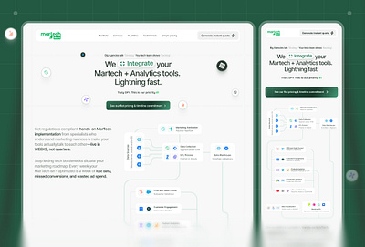 Email marketing and tools analytics web design design figma design green home page landing landing page light theme martech mobile app mobile version responsive saas ui uiux design ux web design website website design website ui