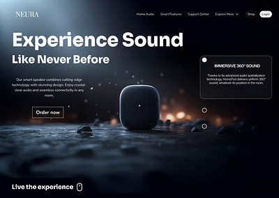 Immersive product website 3d animation earphone website figma hero section animation homepod website immersive ui immersive website interactive ux ui website ai