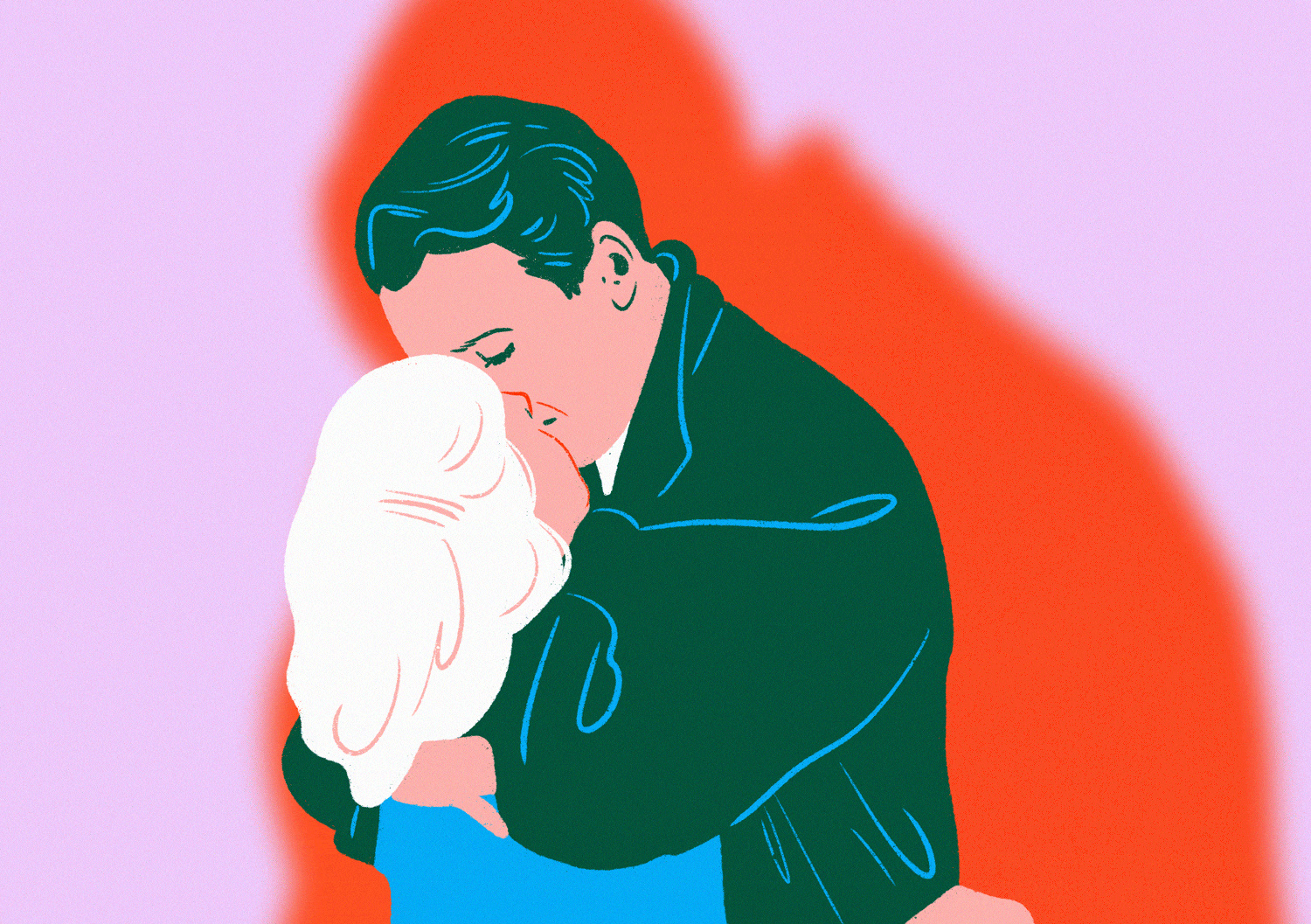 Jimmy Stewart x Ginger Rogers Kiss Animation animation drawing editorial illustration illustration jordan kay kiss limited color noise romantic rotoscope texture
