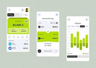 Digital banking app UI concept design app bank fintech graphic design ui ux