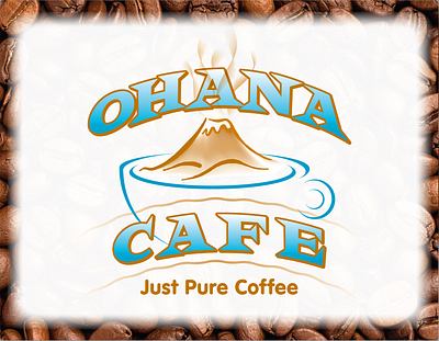 Ohana Cafe - Logo Design aqua blue art direction bean bold cafe coffee coffee roaster cup earth tone exotic funky hawaii hot importer island logo design owen steam volcano