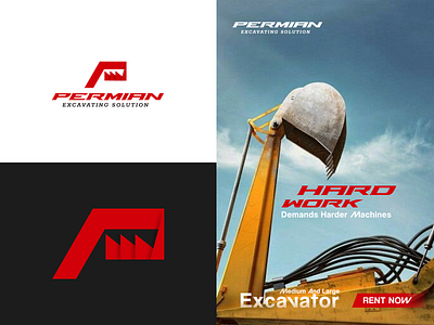 ' P ' letter Constraction logo best p letter logo branding constraction logo digging logo earth lifting excavating machin excavator logo graphic design logo mechanics minimal need a logo designer p letter logo post design soil ui