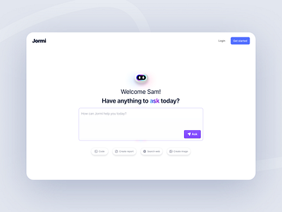 Ask Anything. Jormi’s Got You. aibot artificialintelligence bestdesign bot ui