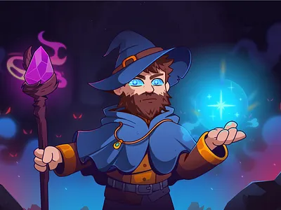 Wizards of Metis: 2D Promo art 2d art cartoon character character design fog game illustation graphic design haze illustration magic promo vector wizard