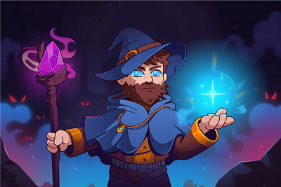 Wizards of Metis: 2D Promo art 2d art cartoon character character design fog game illustation graphic design haze illustration magic promo vector wizard
