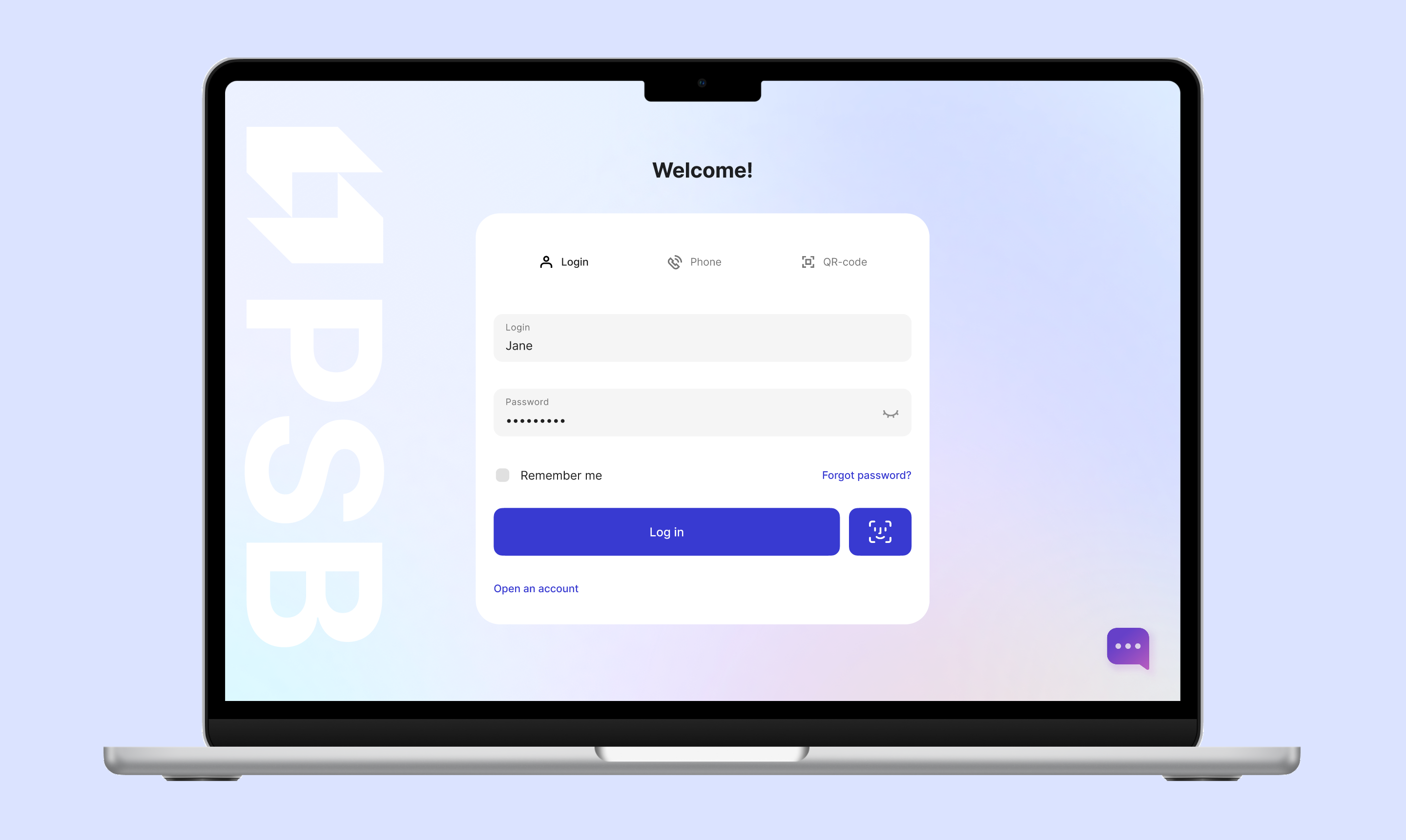 Bank account authorization design desktop interface ui web